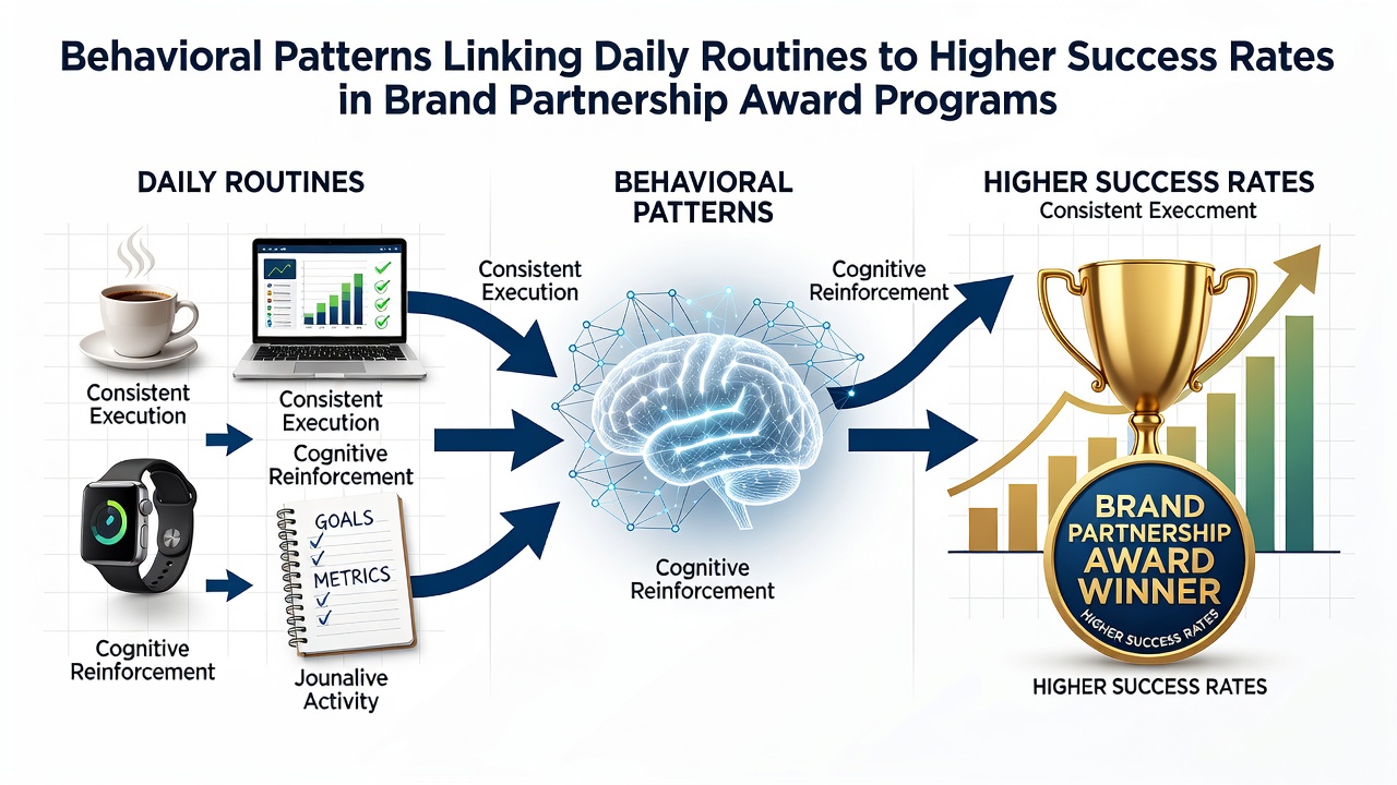 Infographic showing daily routine timelines connected to contest entry success metrics