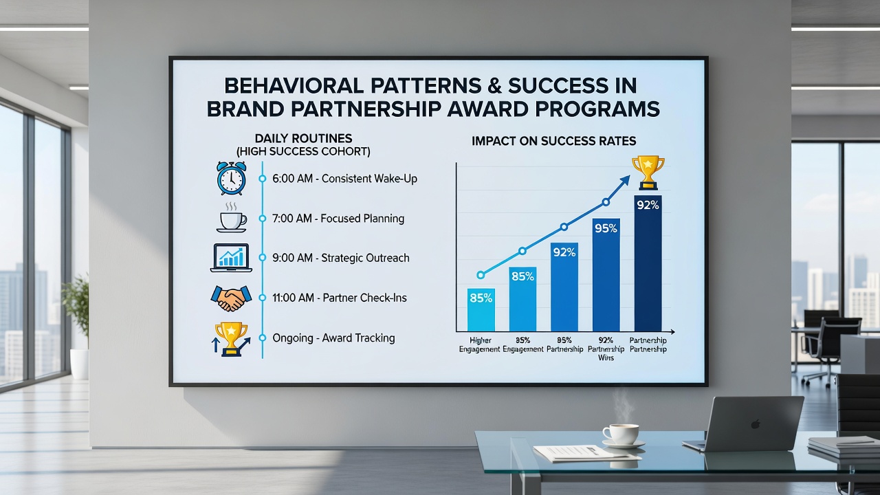 Chart displaying correlation between routine consistency scores and award program win frequencies