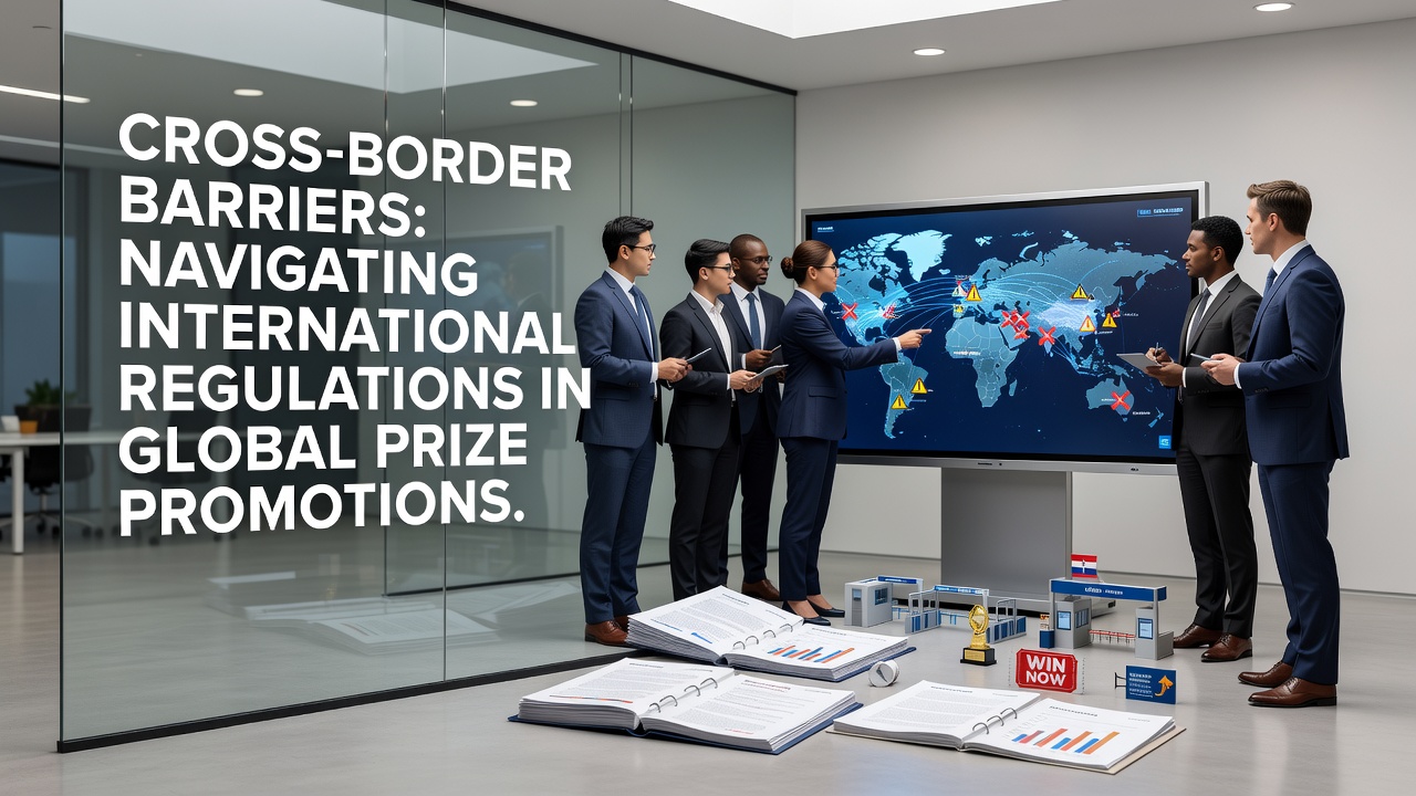 Global map highlighting regulatory zones for international prize promotions and cross-border compliance challenges