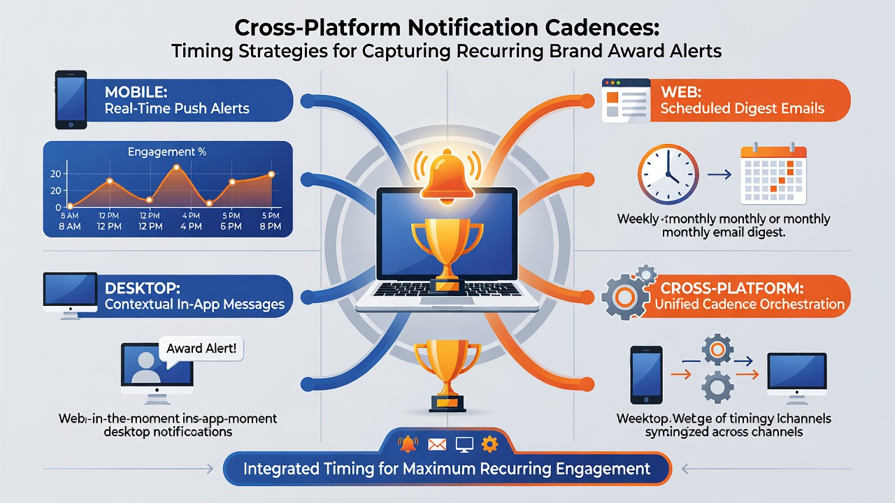 Data charts showing engagement rates for cross-platform notification timing in brand award programs
