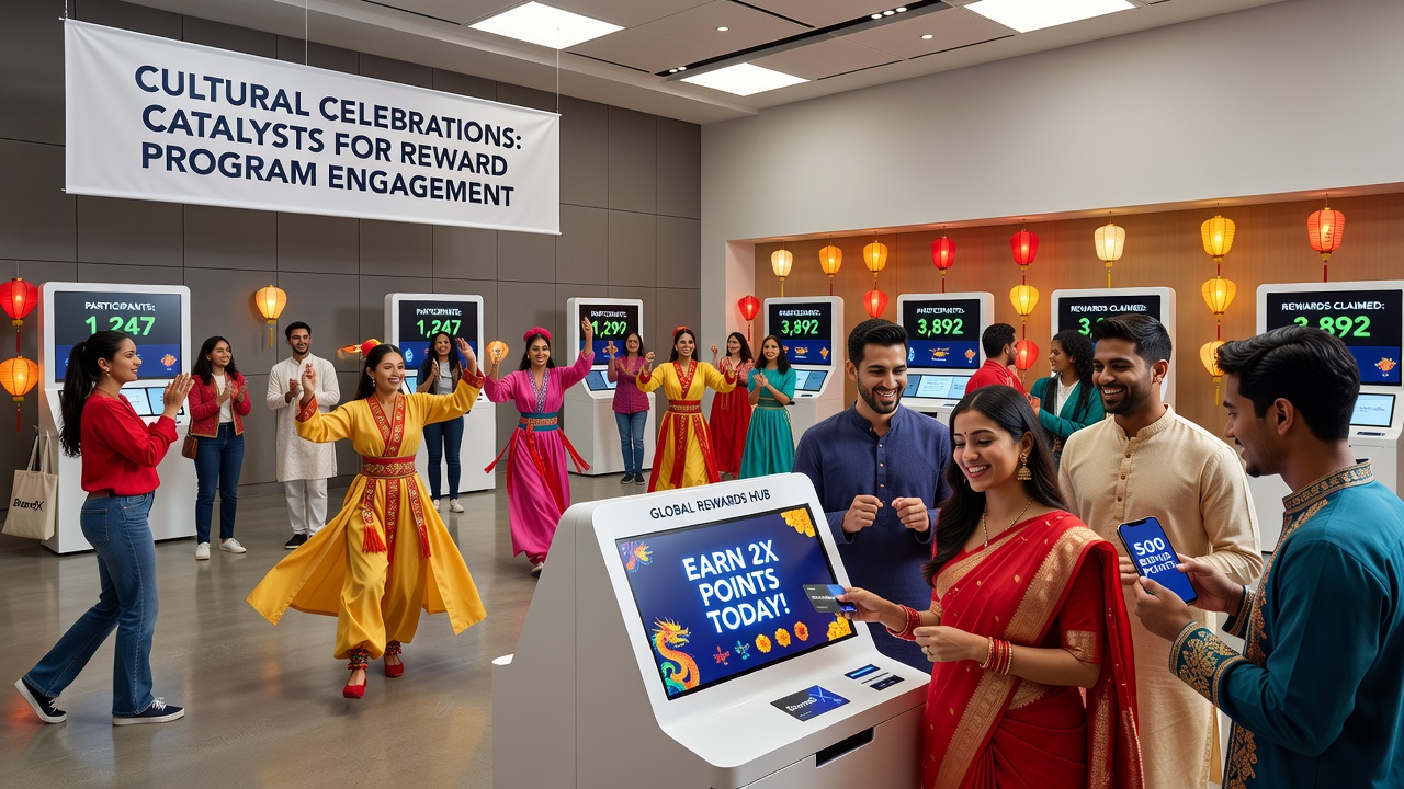 Participants scan QR codes at festival booths to join brand partnership reward programs during a cultural celebration