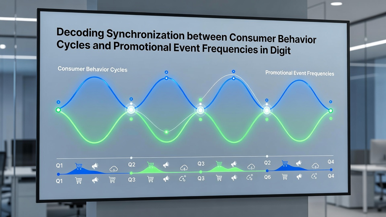 Data dashboards display overlapping consumer activity peaks and scheduled marketplace promotions