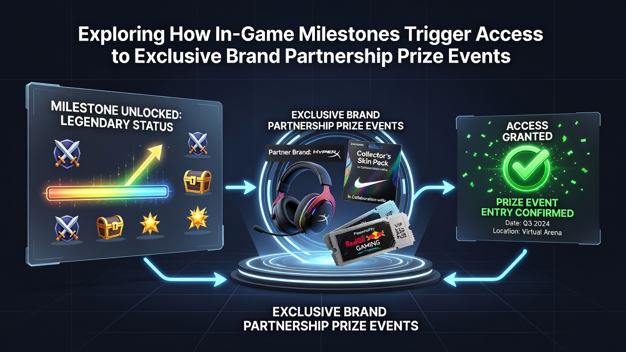 Dashboard showing unlocked brand partnership prize events after milestone completion