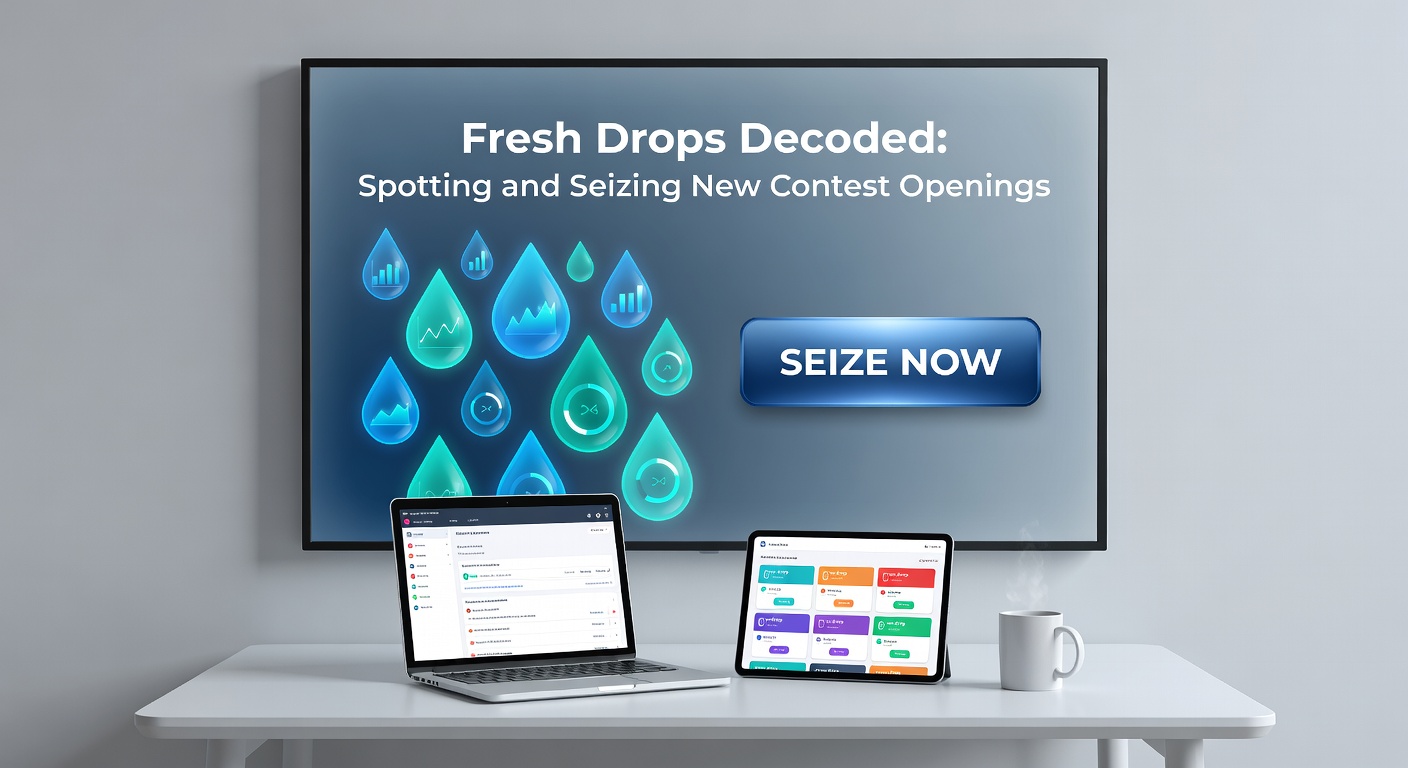 Organized dashboard interface displaying real-time alerts for newly launched contests, with entry forms and timers visible