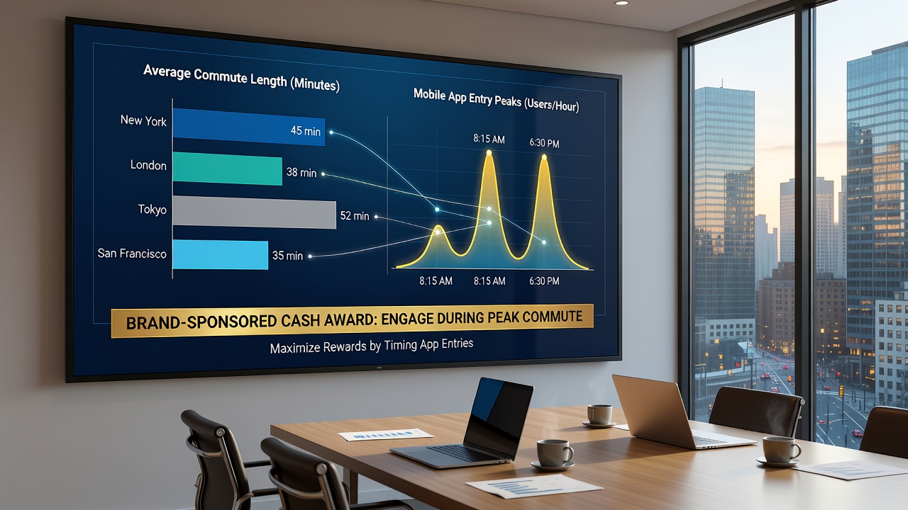 Mobile phone screen showing a cash award entry interface during a city commute