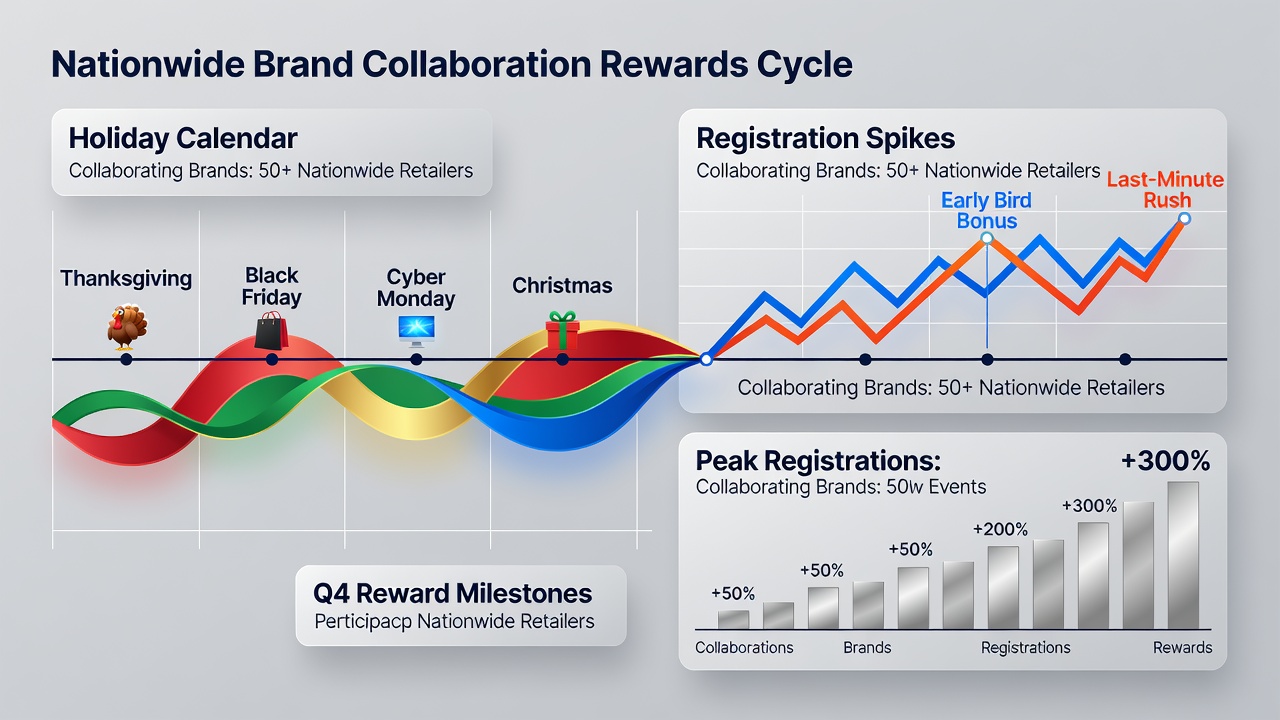 Graph displaying registration volume increases during holiday periods across multiple brand collaboration campaigns