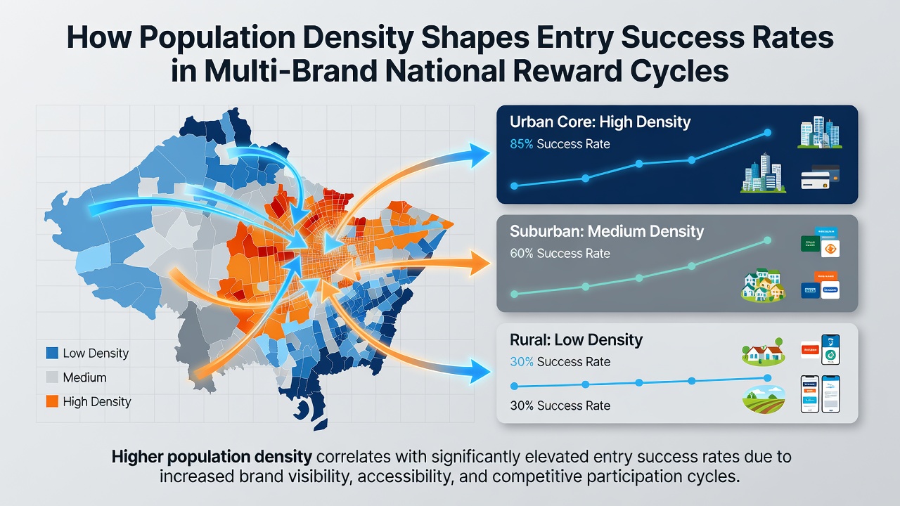 Map overlay illustrating entry density and winner distribution across different population zones