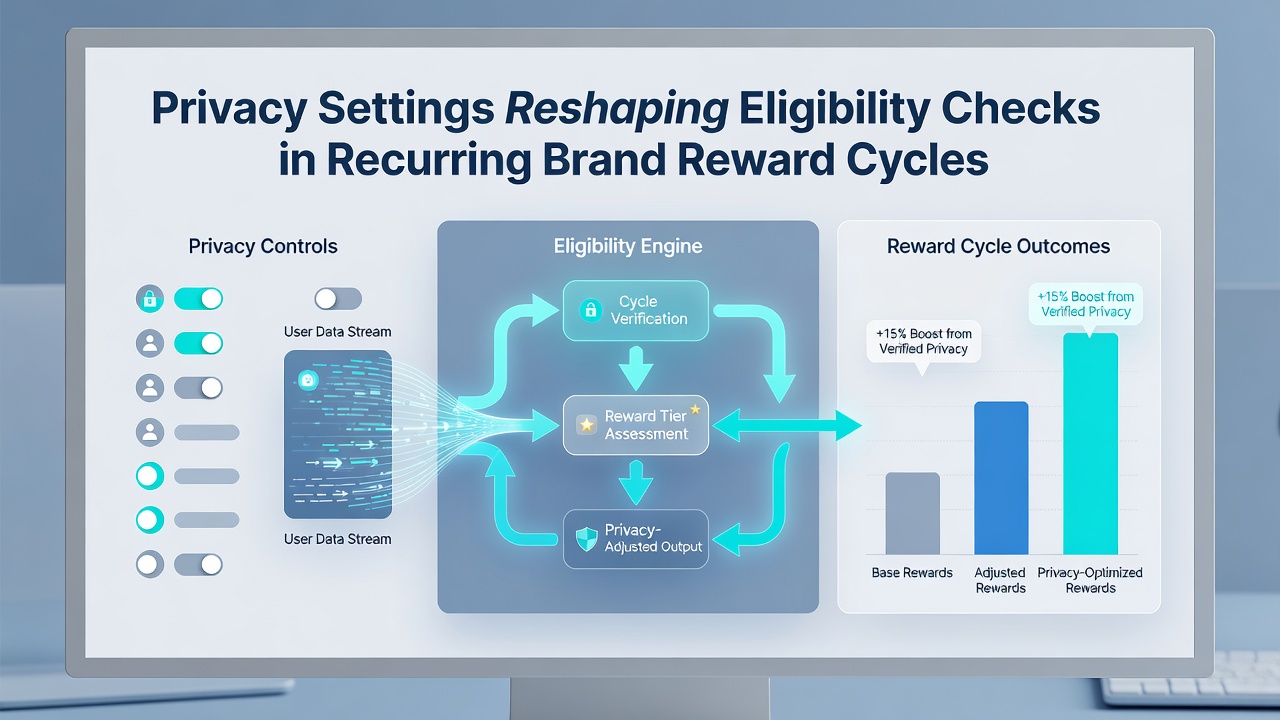 Diagram of data flow adjustments due to privacy settings in reward eligibility systems