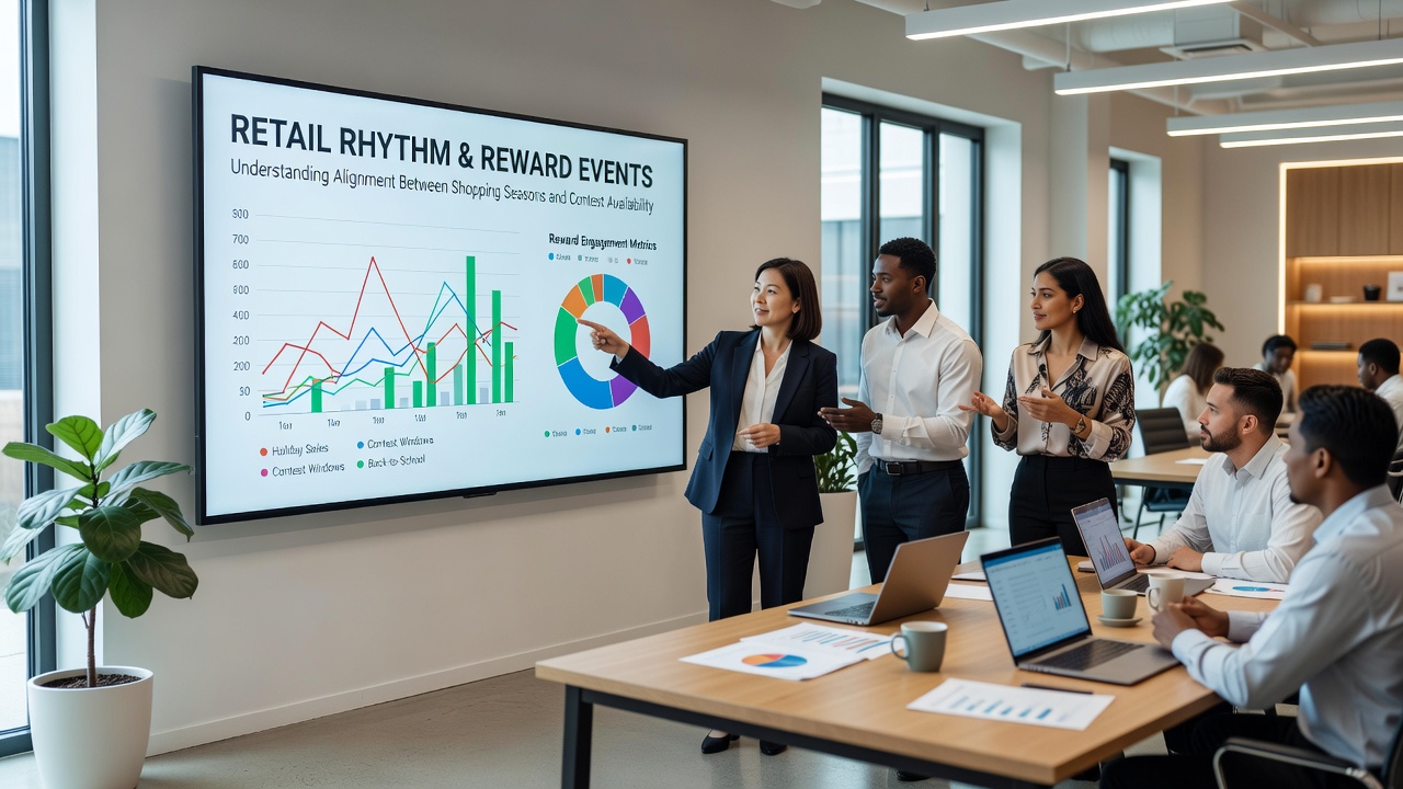Brand network dashboard showing contest availability aligned with seasonal retail peaks