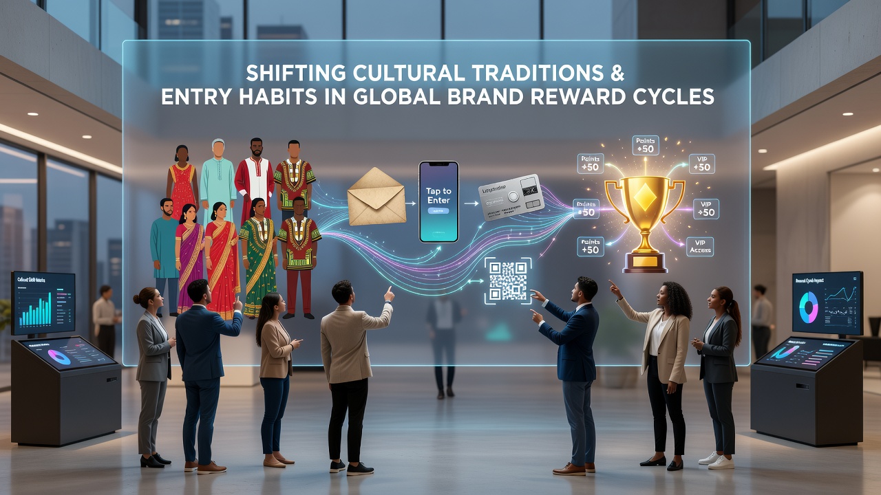 Diverse groups reviewing reward cycle rules on mobile devices during community gatherings