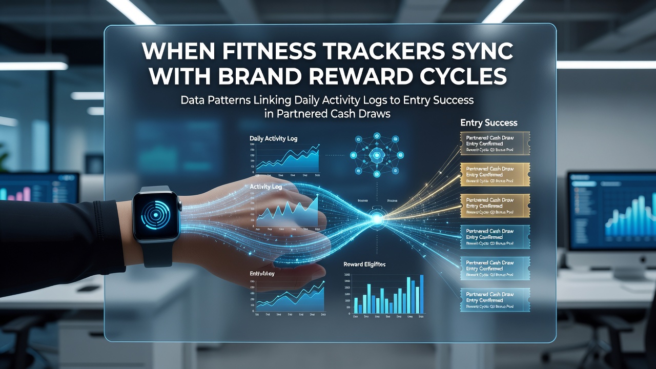 Fitness tracker displaying synced activity data alongside brand reward entry logs on a smartphone screen